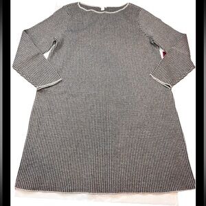 J. Jill Sweater Dress Black Gray round Neck Long Sleeves Houndstooth Lg Women’s